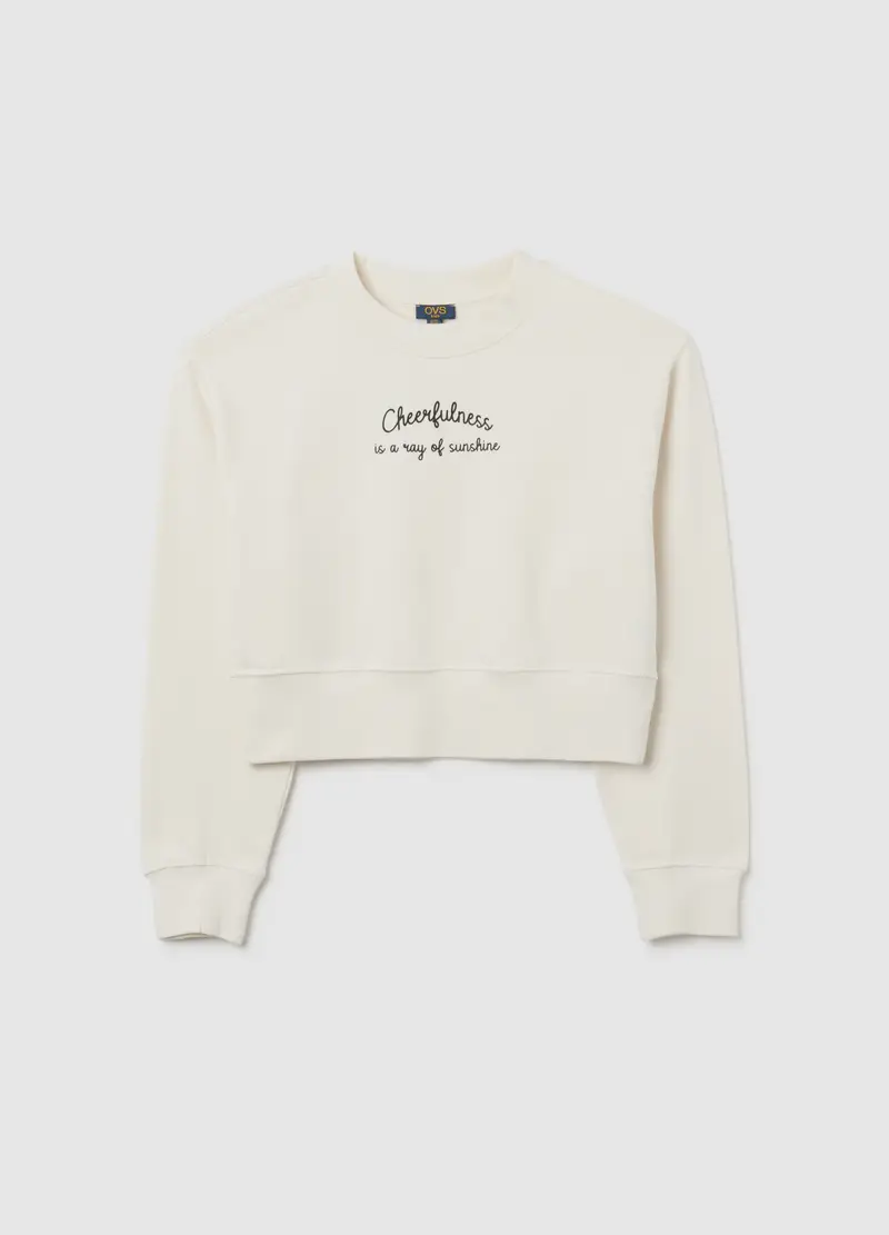 Felpa Da Ragazza In Puro Cotone Bianca Regular Fit, Bambina, Bianco