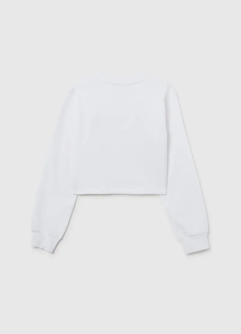 Felpa Da Ragazza In Puro Cotone Bianca Regular Fit Con Stampa, Bambina, Bianco miniatura 2