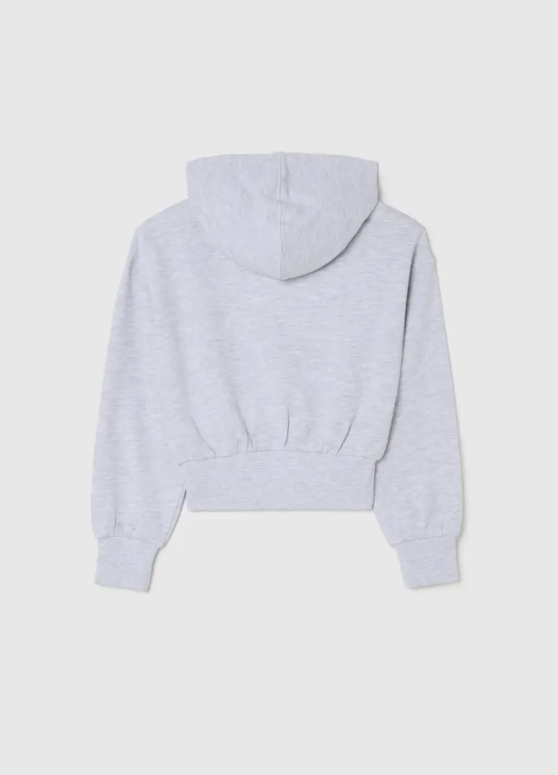 Felpa Da Ragazza In Puro Cotone Grigia Regular Fit Con Cappuccio, Bambina, Grigio miniatura 2