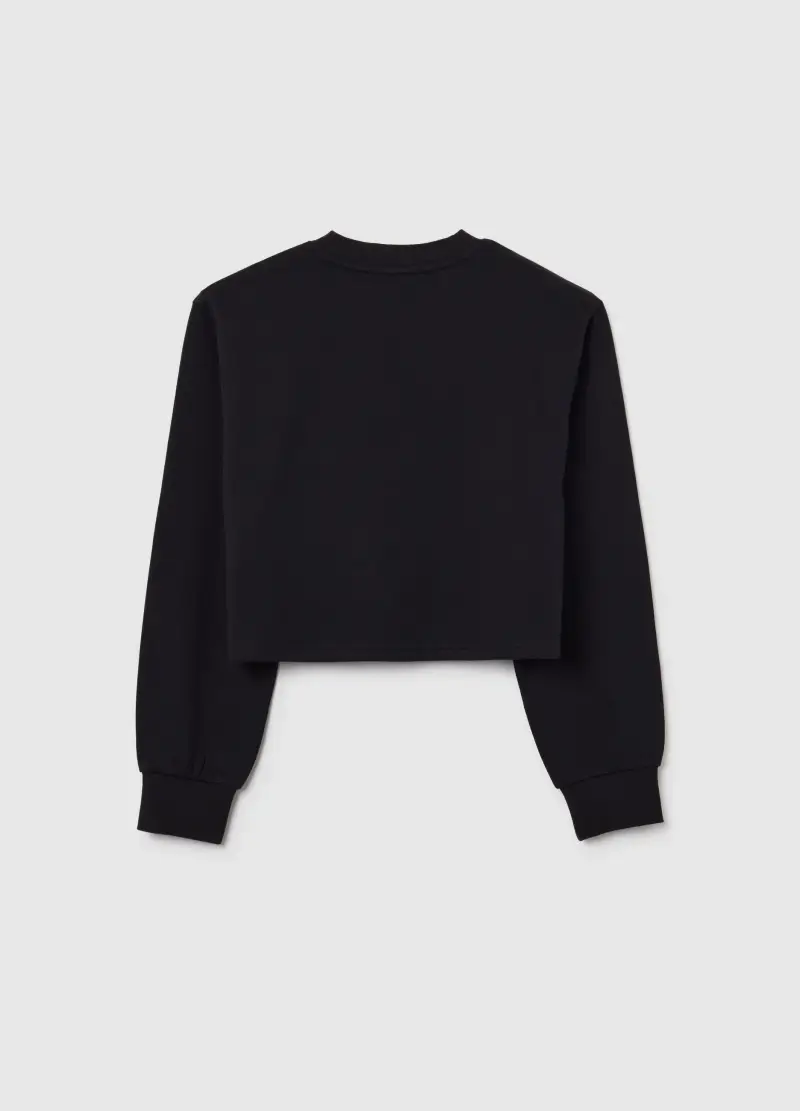 Felpa Da Ragazza In Puro Cotone Nero Regular Fit, Bambina, Nero miniatura 2