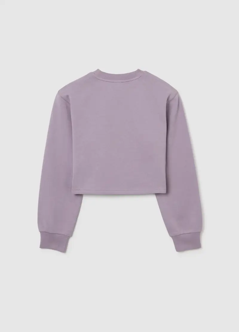 Felpa Da Ragazza In Puro Cotone Viola Regular Fit Con Scollo Rotondo, Bambina, Viola miniatura 2