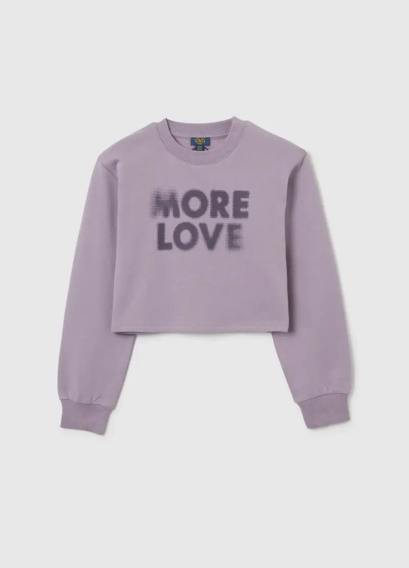 Felpa Da Ragazza In Puro Cotone Viola Regular Fit Con Scollo Rotondo, Bambina, Viola