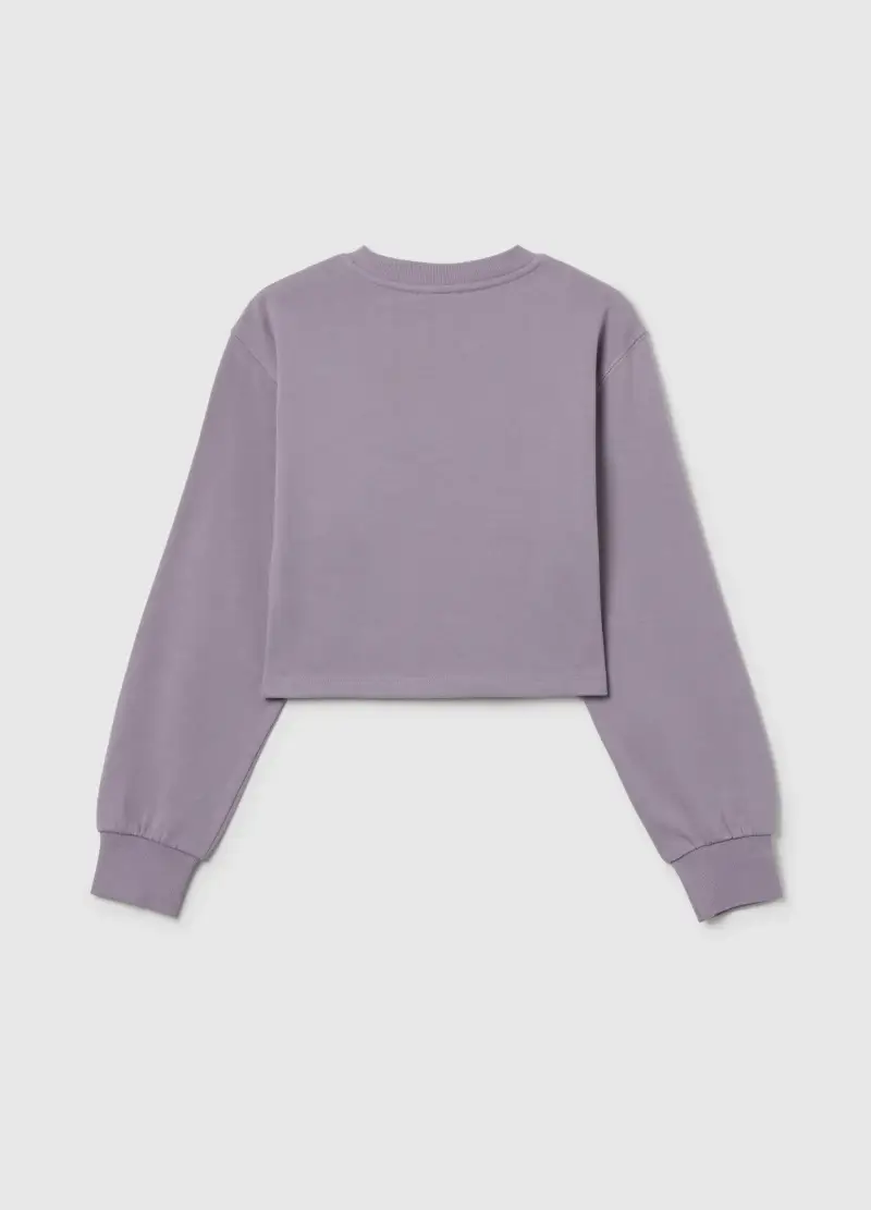 Felpa Da Ragazza In Puro Cotone Viola Regular Fit Con Stampa, Bambina, Viola miniatura 2