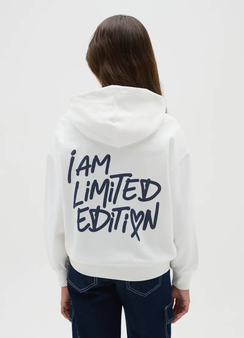 , Felpa Da Ragazze In Puro Cotone Bianca Over, Bambina, Bianco miniatura 2