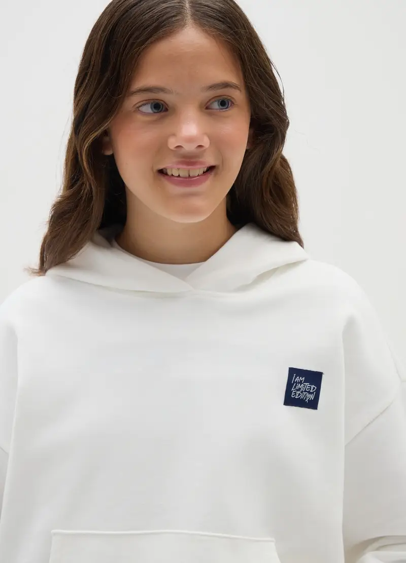 , Felpa Da Ragazze In Puro Cotone Bianca Over, Bambina, Bianco miniatura 3