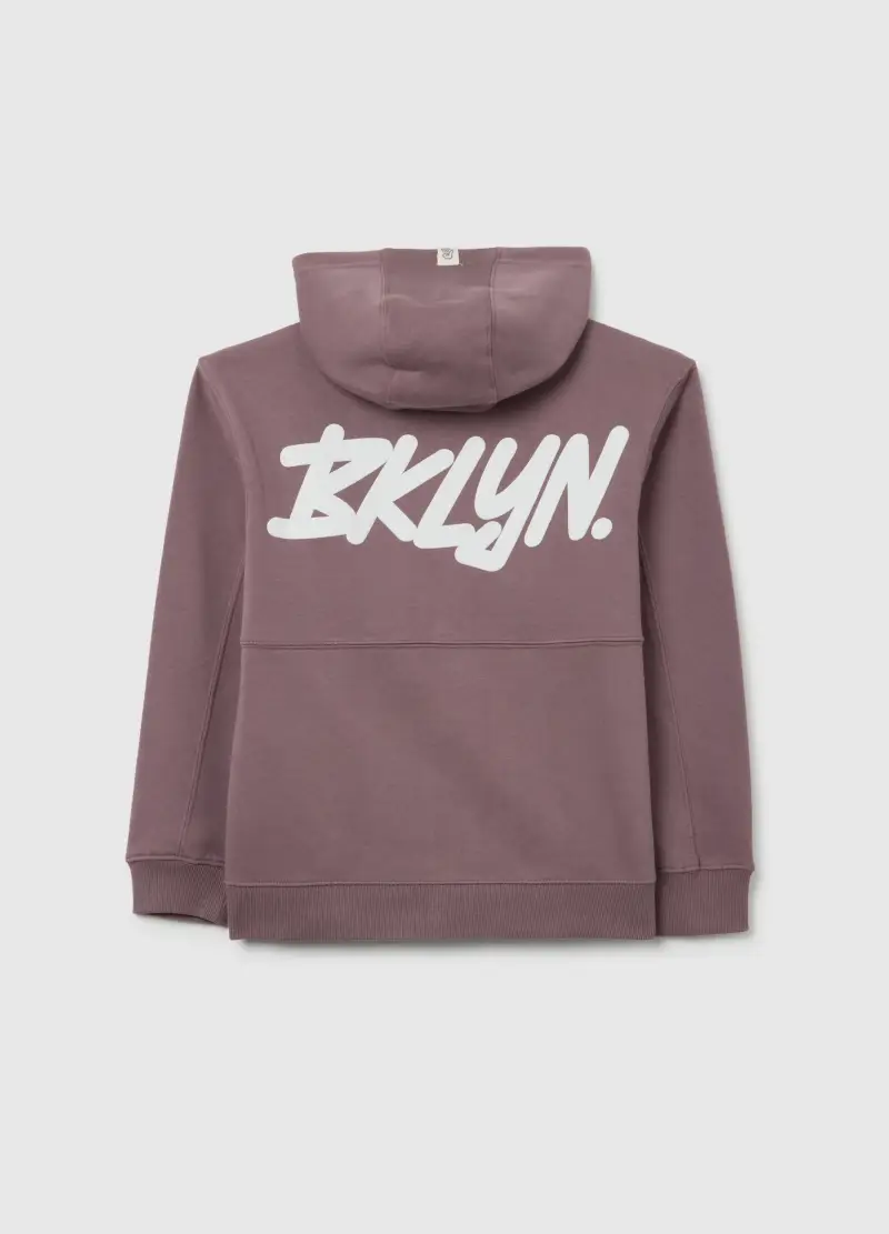 Felpa Da Ragazzo In Misto Cotone Elasticizzato Viola Regular Fit Con Zip E Girocollo, Bambino, Viola miniatura 2