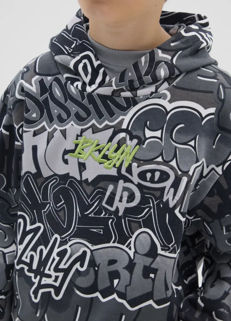 Felpa Da Ragazzo In Misto Cotone Grigia Regular Fit, Bambino, Multicolor miniatura 3