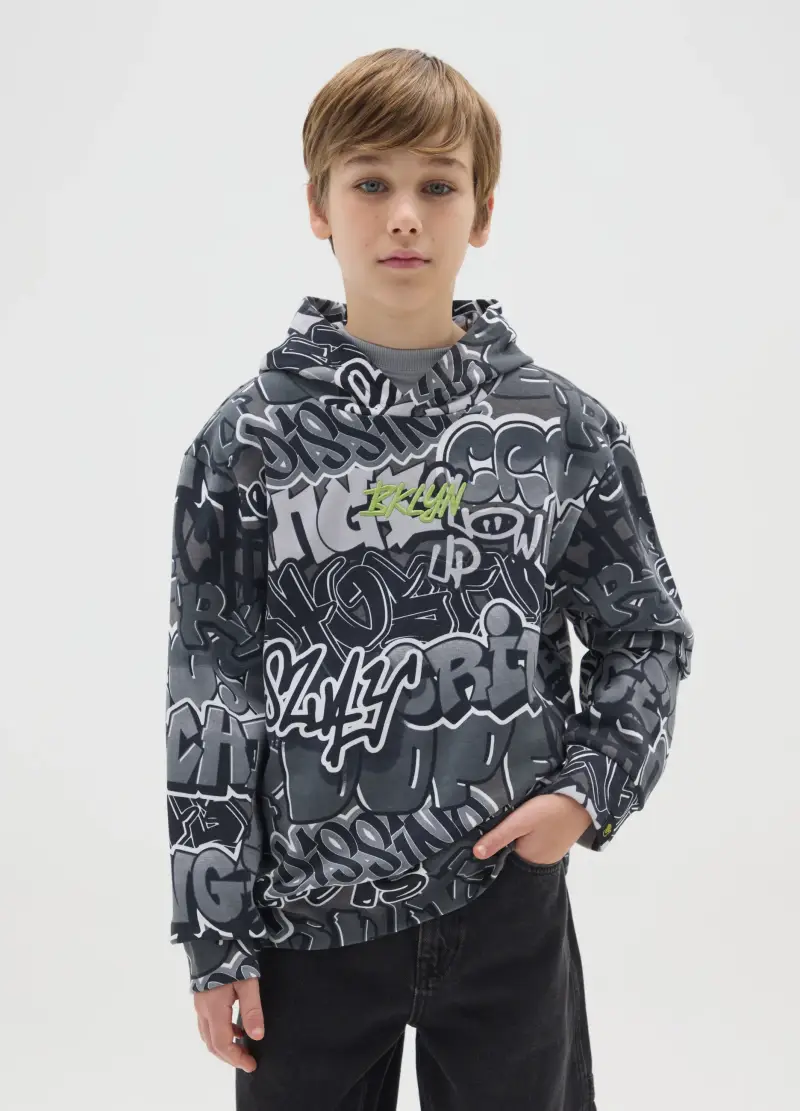 Felpa Da Ragazzo In Misto Cotone Grigia Regular Fit, Bambino, Multicolor