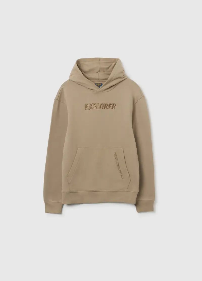 Felpa Da Ragazzo In Puro Cotone Beige Regular Fit, Bambino, Beige