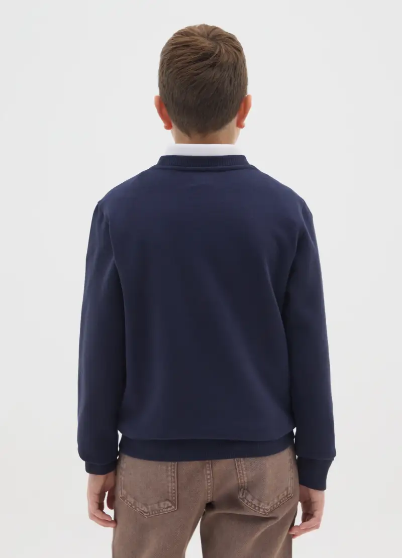 Felpa Da Ragazzo In Puro Cotone Blu Regular Fit, Bambino, Blu miniatura 2