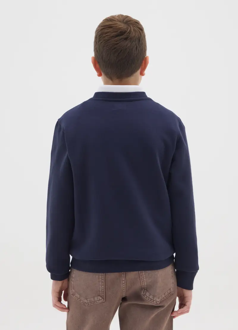 Felpa Da Ragazzo In Puro Cotone Blu Regular Fit, Bambino, Blu miniatura 2