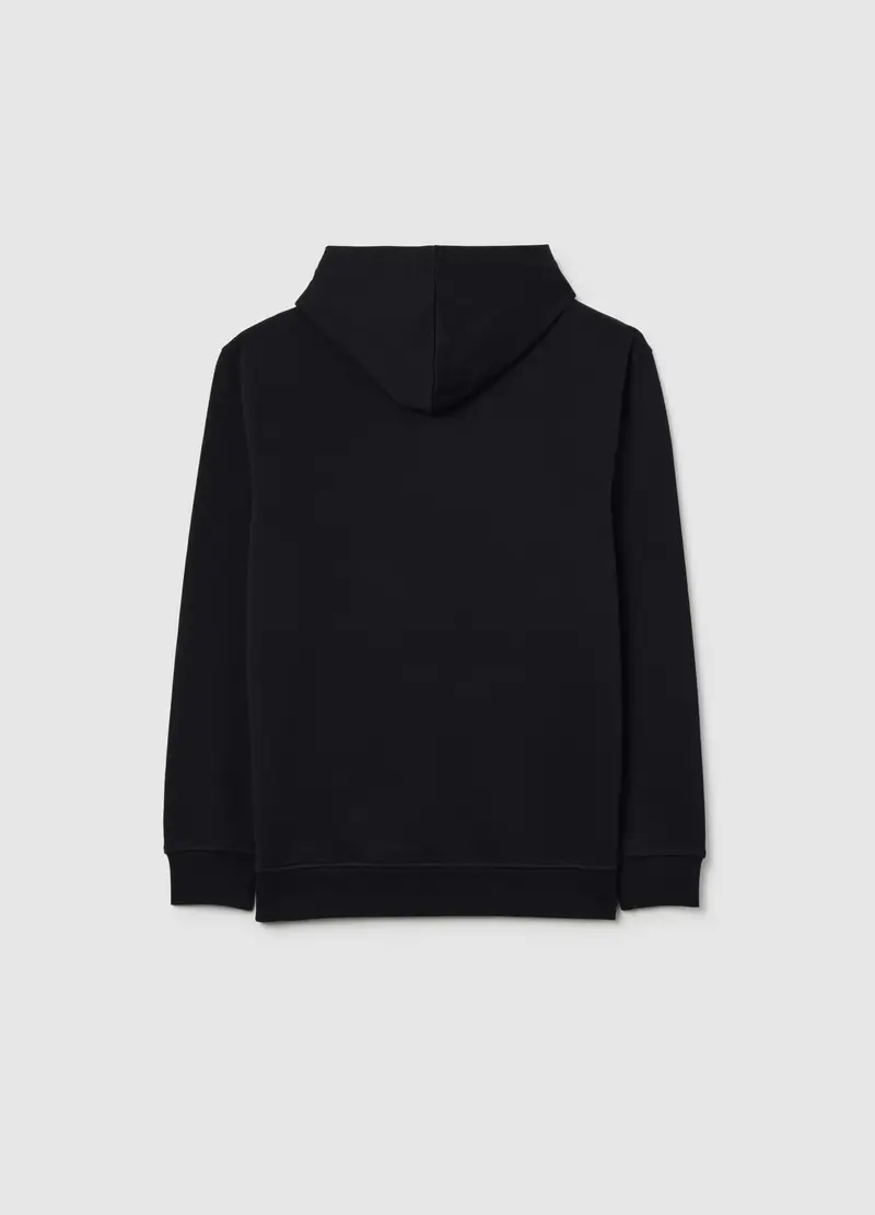 Felpa Da Ragazzo In Puro Cotone Nero Con Cappuccio, Bambino, Nero miniatura 2