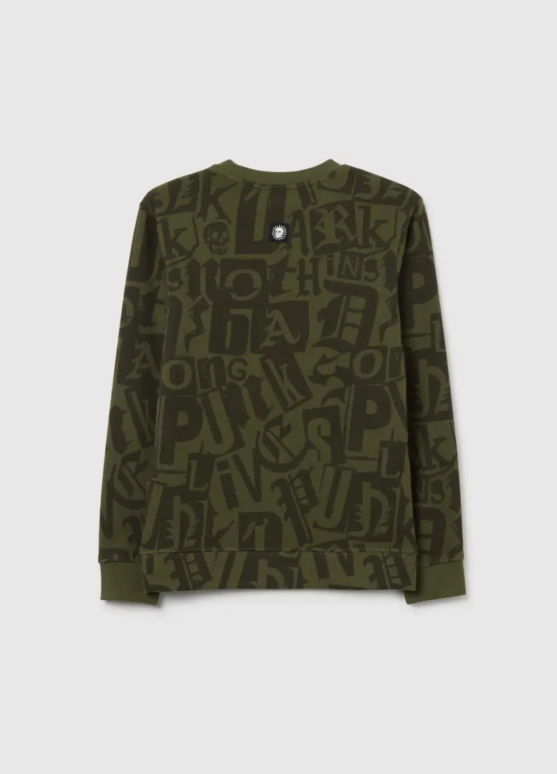 Felpa Da Ragazzo In Puro Cotone Verde Regular Fit, Bambino, Verde miniatura 2