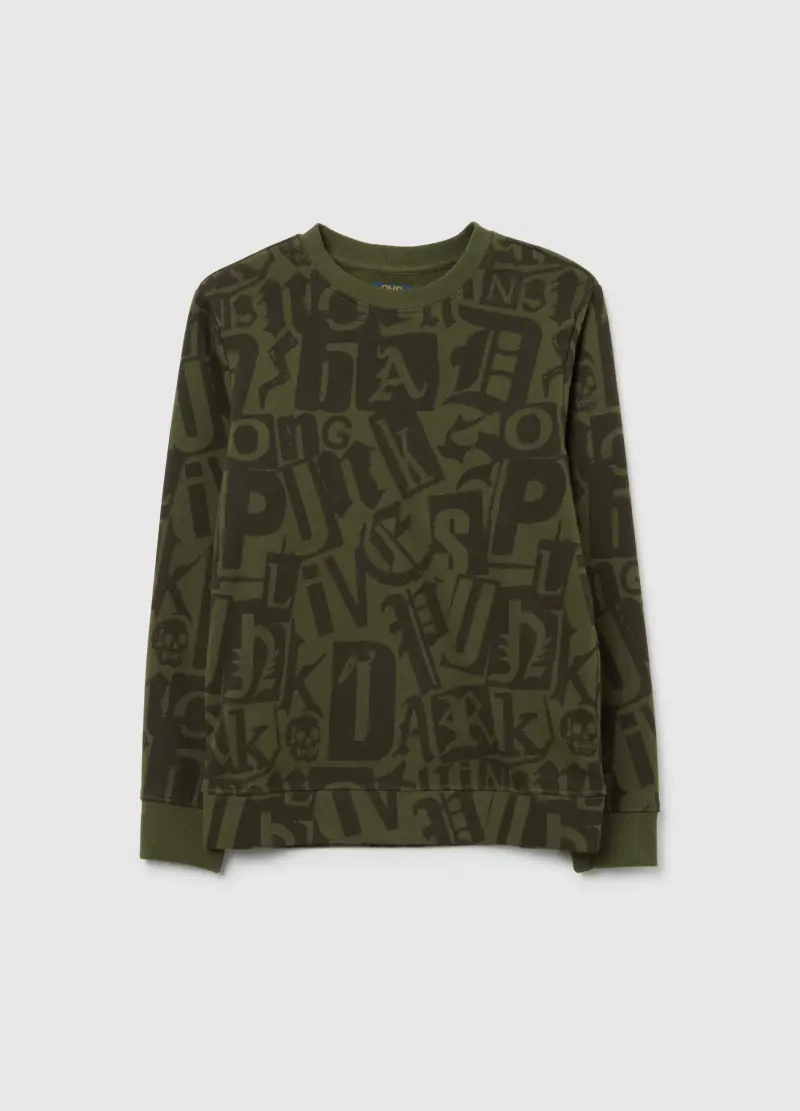 Felpa Da Ragazzo In Puro Cotone Verde Regular Fit, Bambino, Verde