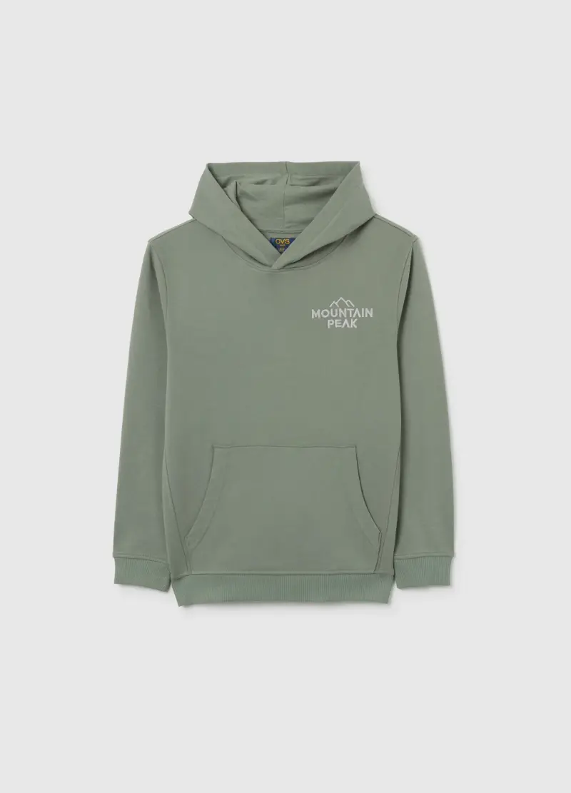 Felpa Da Ragazzo In Puro Cotone Verde Regular Fit Con Logo, Bambino, Verde