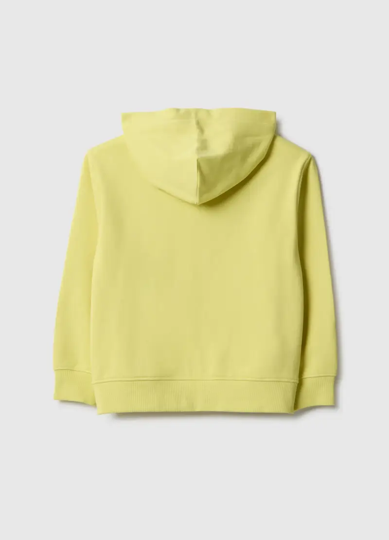Felpa Gialla Con Cappuccio E Zip Da Bambino In Puro Cotone Regular Fit, Giallo miniatura 2