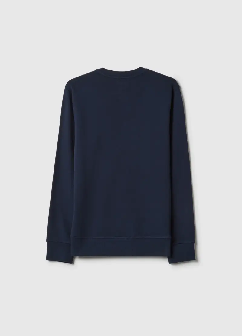 Felpa Girocollo Blu Da Ragazzo In Puro Cotone Regular Fit Con Stampa, Bambino, Blu miniatura 2