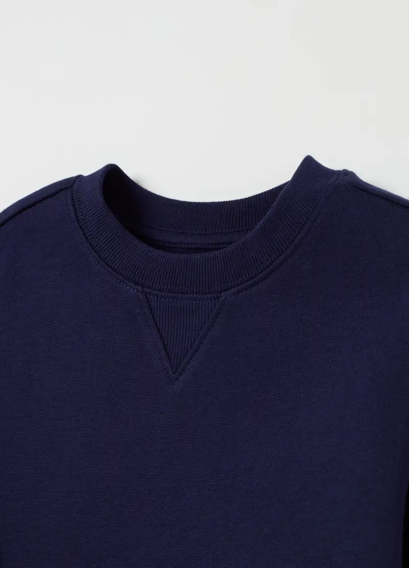 Felpa Girocollo Con Dettaglio A V, Bambino, Blu miniatura 3