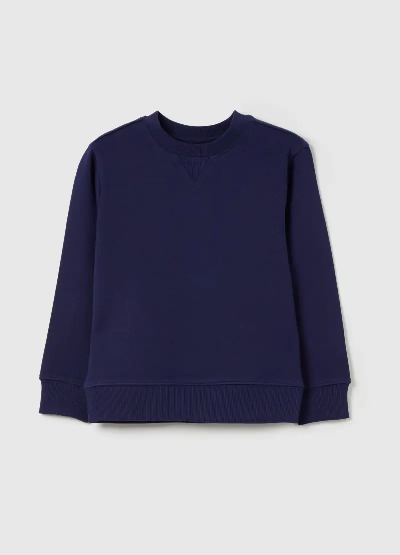 Felpa Girocollo Con Dettaglio A V, Bambino, Blu