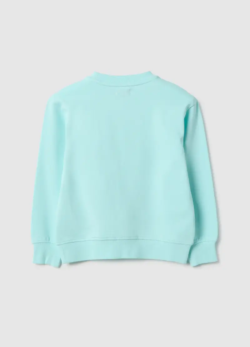 Felpa Girocollo In Puro Cotone Azzurro Da Bambino Oversize Fit, Azzurro miniatura 2