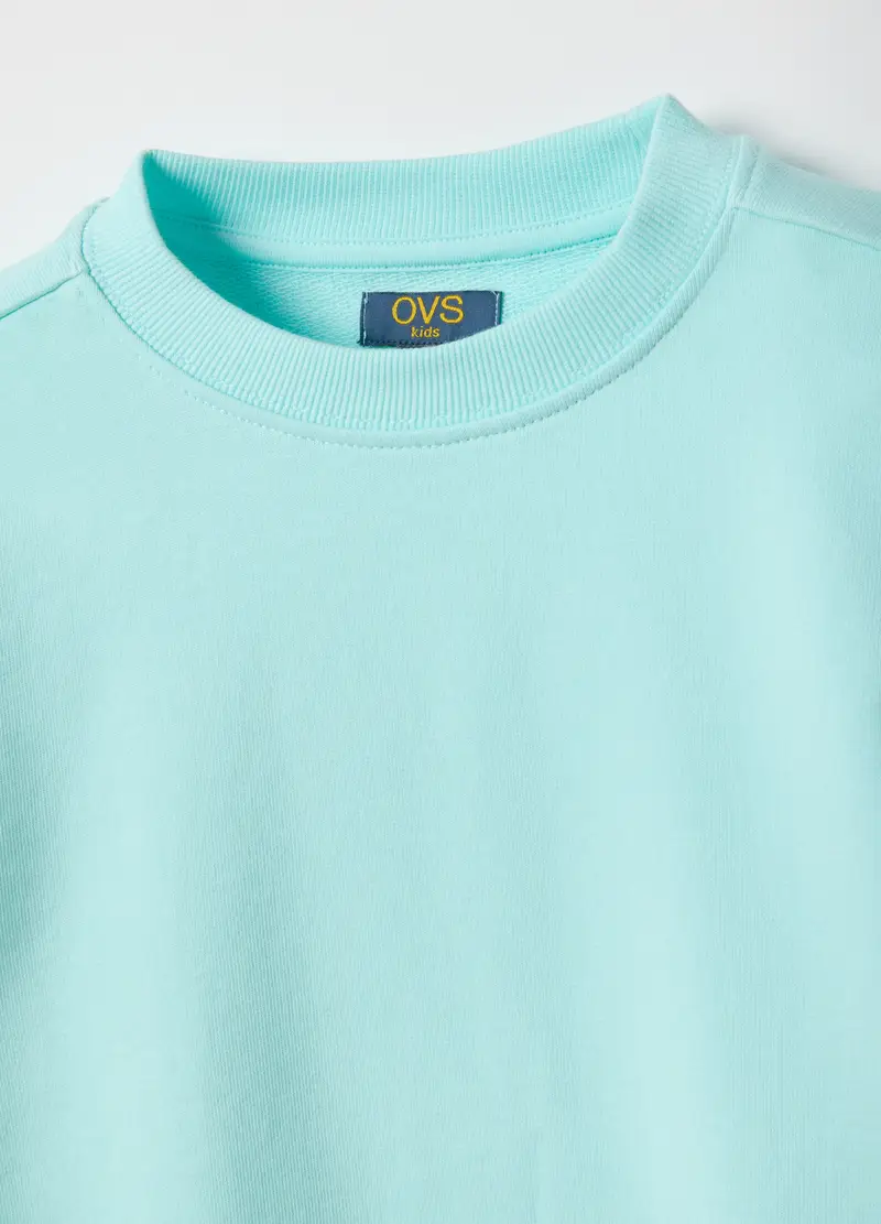Felpa Girocollo In Puro Cotone Azzurro Da Bambino Oversize Fit, Azzurro miniatura 3