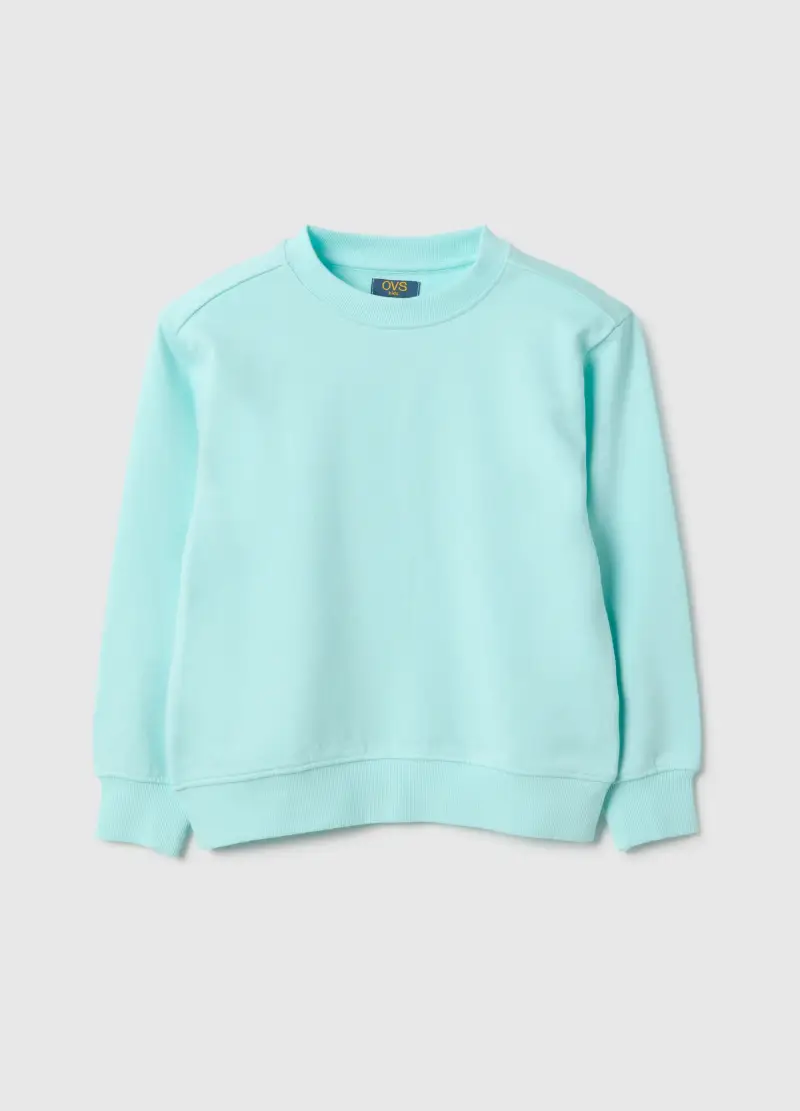 Felpa Girocollo In Puro Cotone Azzurro Da Bambino Oversize Fit, Azzurro