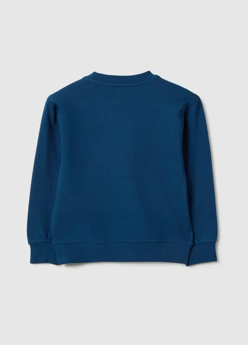 Felpa Girocollo In Puro Cotone Blu Da Bambino Oversize Fit, Blu miniatura 2