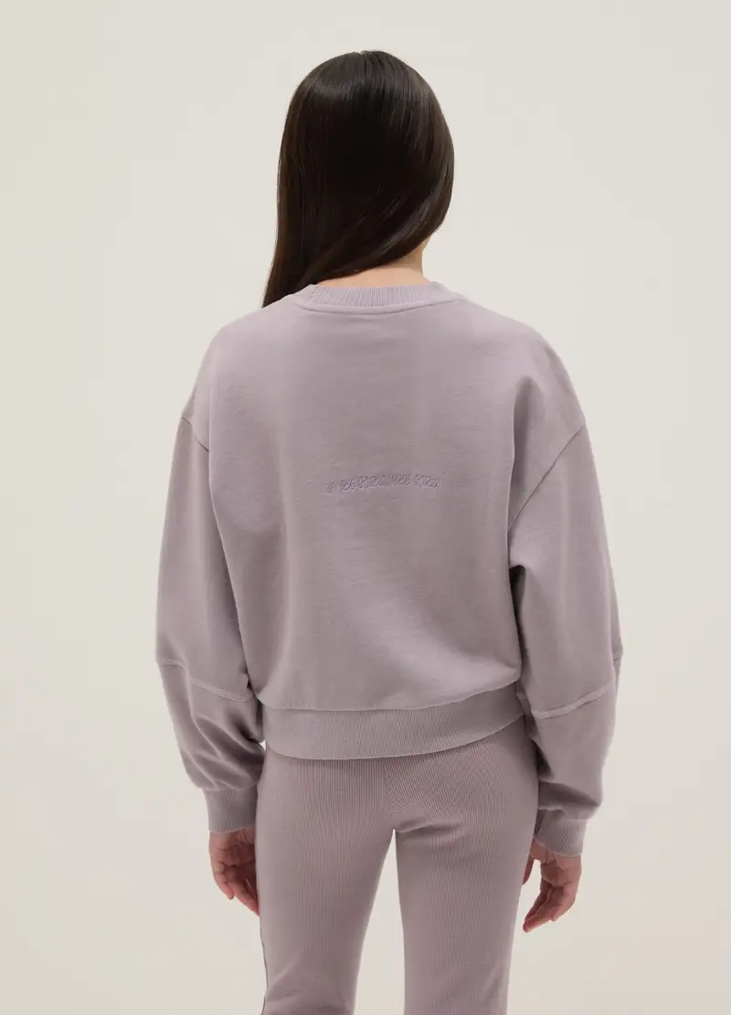 Felpa Girocollo In Puro Cotone Viola Da Ragazza Oversize Fit, Bambina, Viola miniatura 2