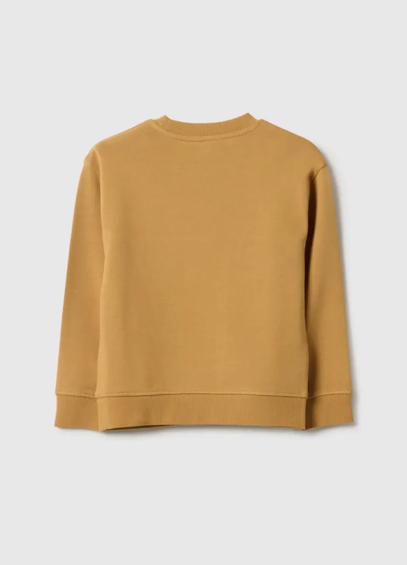 Felpa Girocollo Marrone Da Bambino In Puro Cotone Over Fit, Marrone miniatura 2