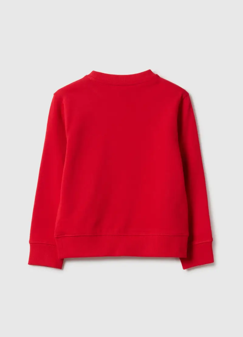 Felpa Girocollo Rossa Da Bambino In Puro Cotone Regular Fit, Rosso miniatura 2