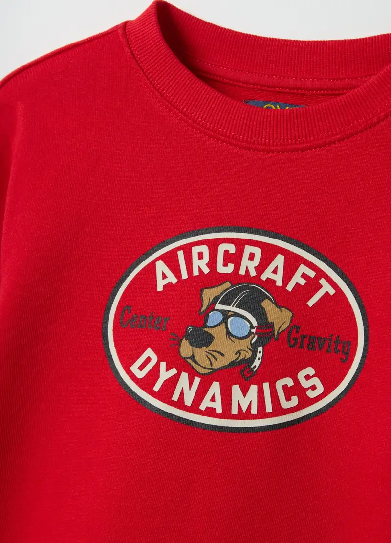 Felpa Girocollo Rossa Da Bambino In Puro Cotone Regular Fit, Rosso miniatura 3