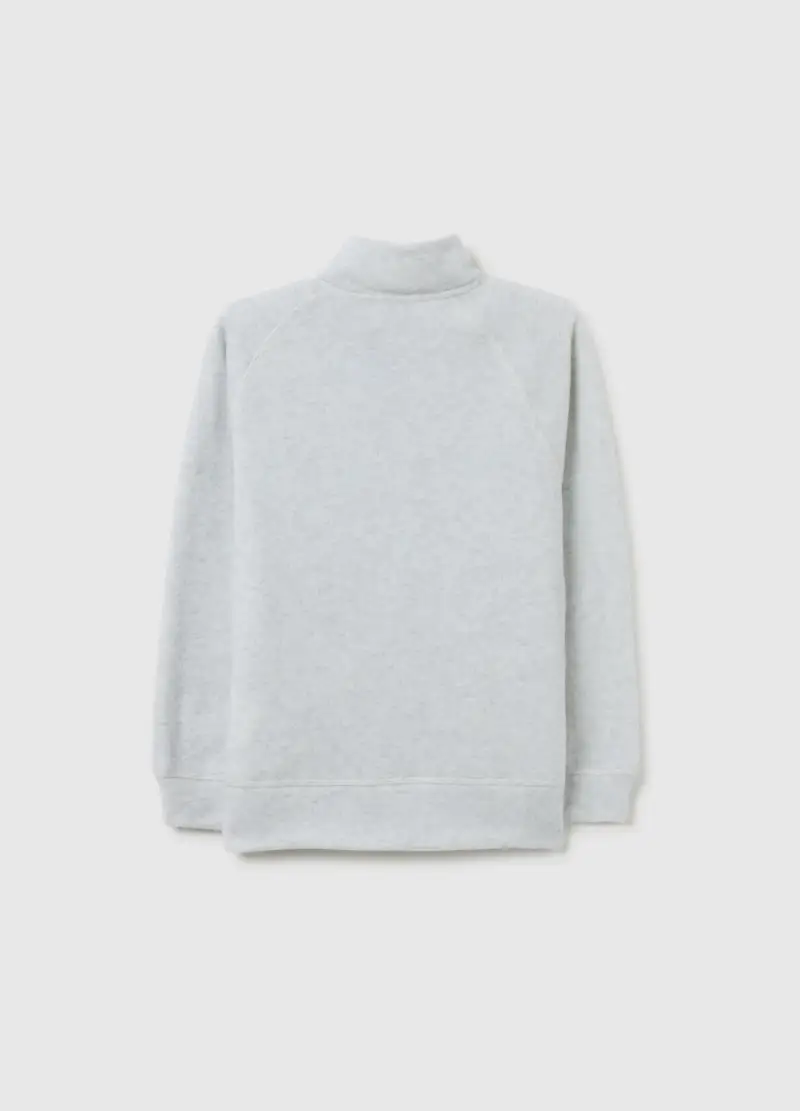 Felpa Grigia Con Collo Alto E Full Zip Da Bambino Over Fit, Grigio miniatura 2