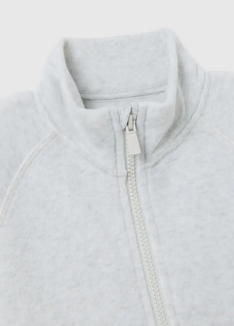 Felpa Grigia Con Collo Alto E Full Zip Da Bambino Over Fit, Grigio miniatura 3