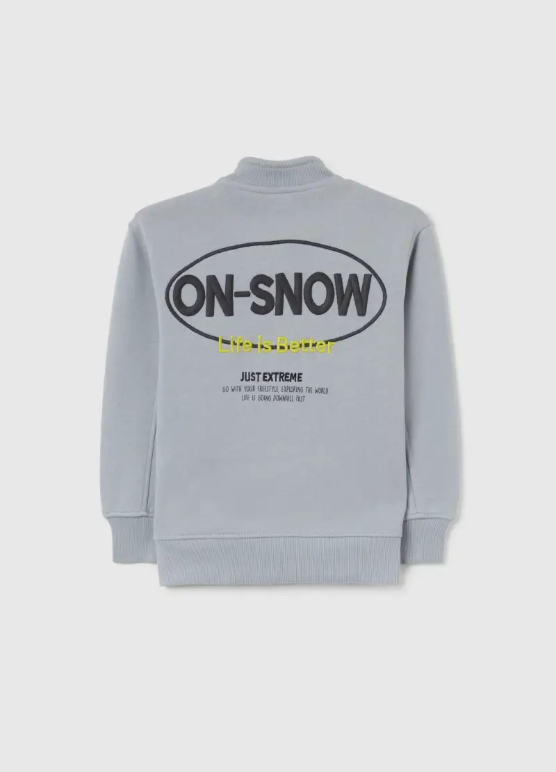 Felpa Grigia Da Bimbo In Misto Cotone Regular Fit Con Zip, Bambino, Grigio miniatura 2