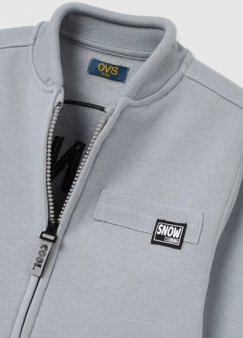 Felpa Grigia Da Bimbo In Misto Cotone Regular Fit Con Zip, Bambino, Grigio miniatura 3