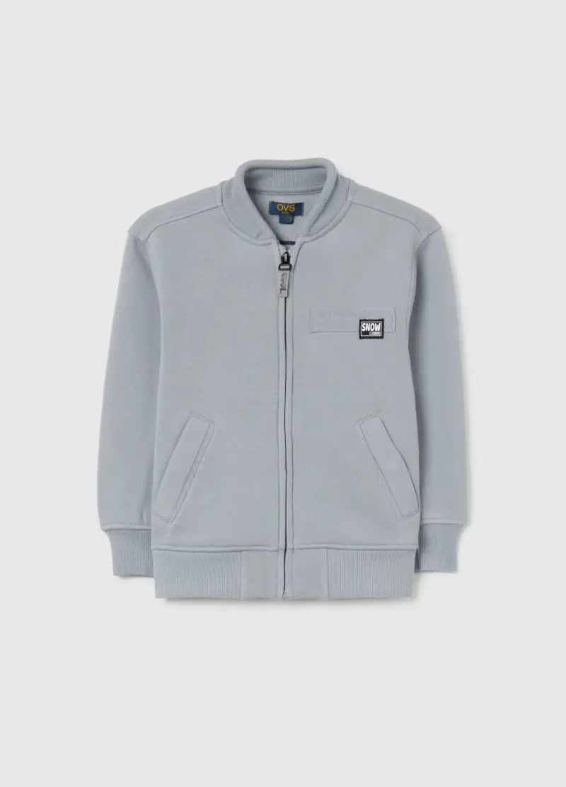 Felpa Grigia Da Bimbo In Misto Cotone Regular Fit Con Zip, Bambino, Grigio