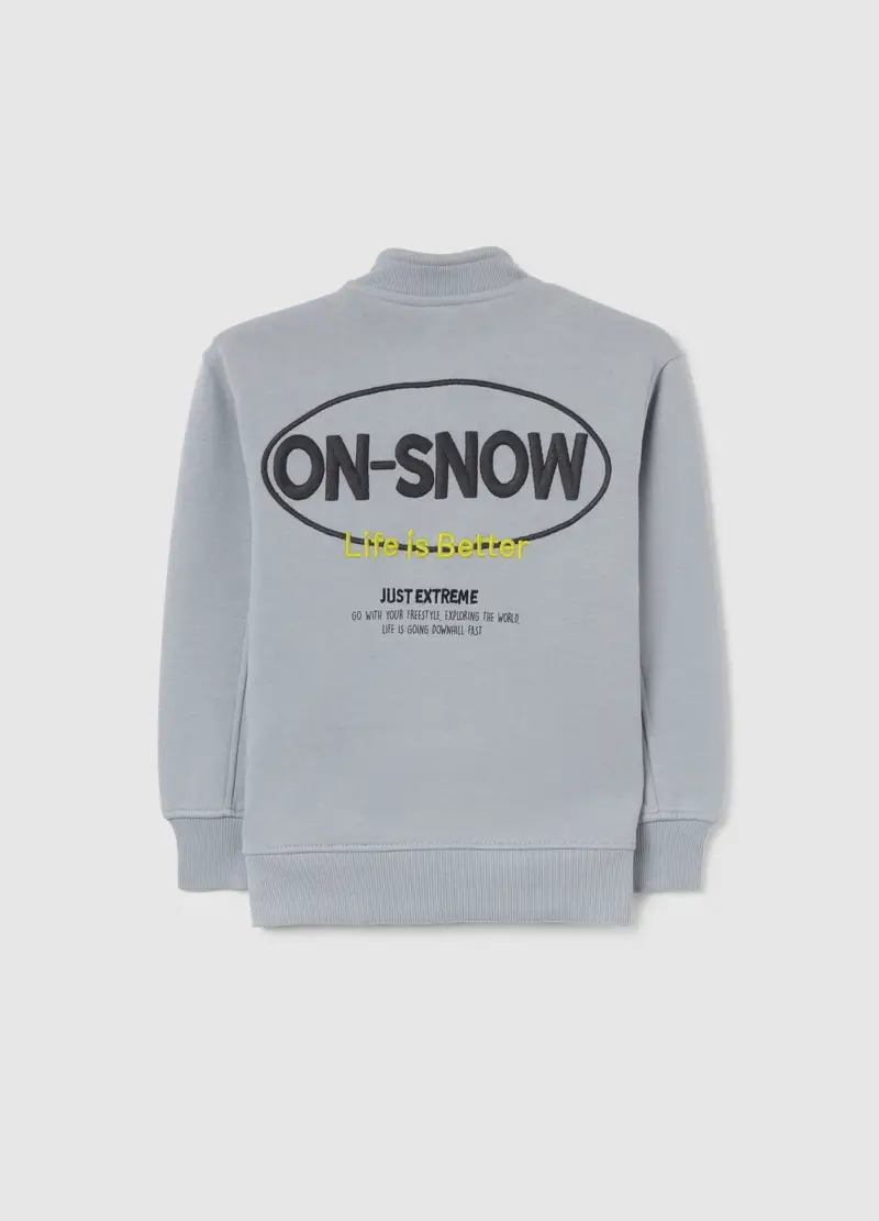 Felpa Grigia Da Bimbo In Misto Cotone Regular Fit Con Zip, Bambino, Grigio miniatura 2