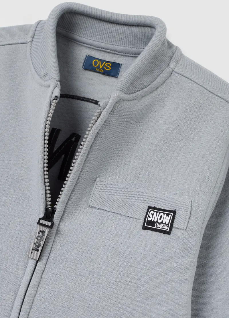 Felpa Grigia Da Bimbo In Misto Cotone Regular Fit Con Zip, Bambino, Grigio miniatura 3