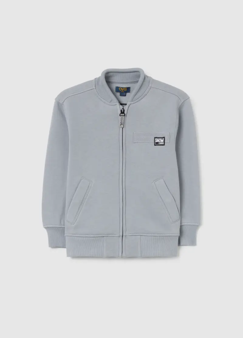 Felpa Grigia Da Bimbo In Misto Cotone Regular Fit Con Zip, Bambino, Grigio