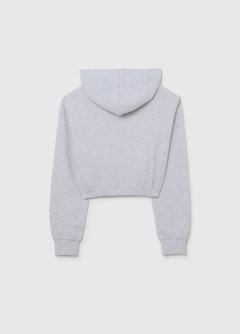 Felpa Grigia Da Ragazza In Misto Cotone Fitted Full Zip Con Cappuccio, Bambina, Grigio miniatura 2