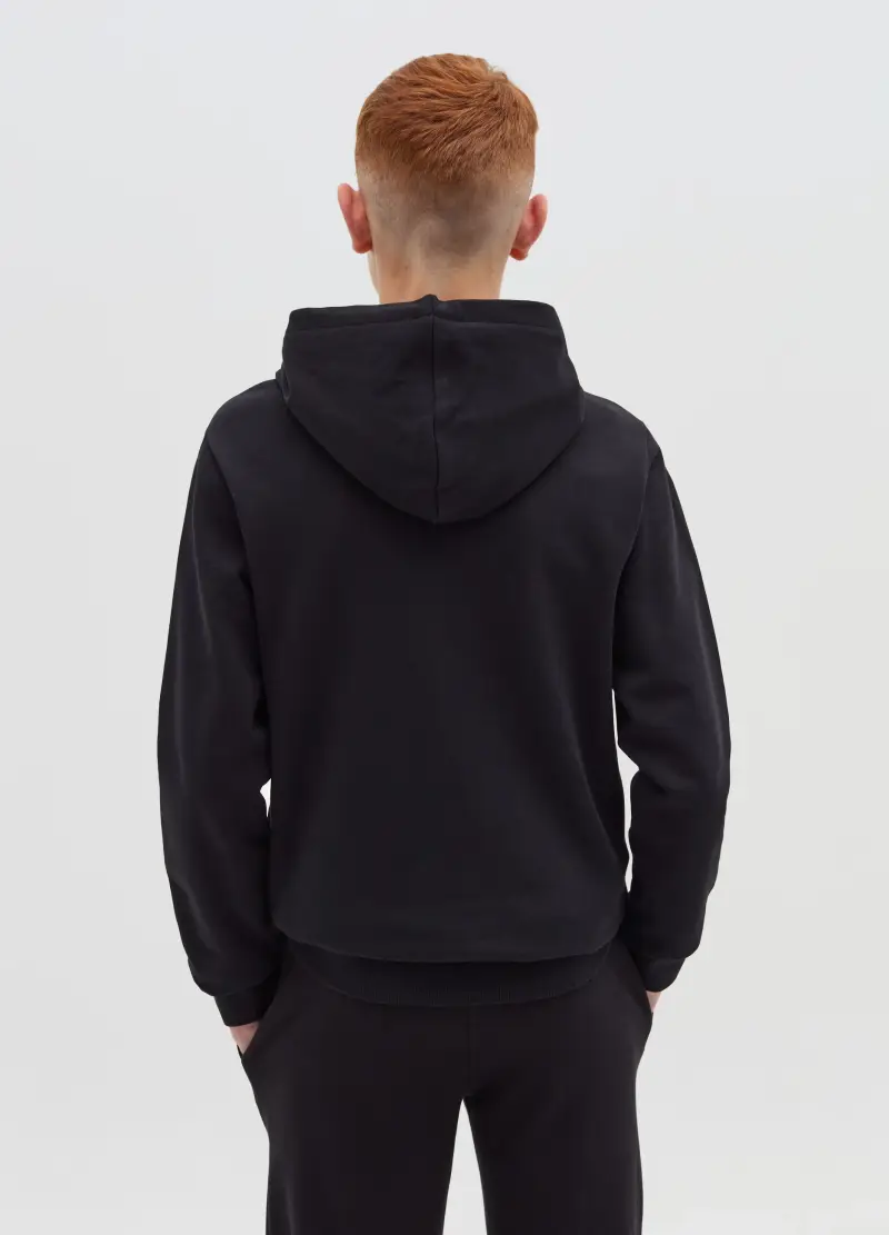 Felpa In French Terry Con Cappuccio E Stampa, Bambino, Nero miniatura 3