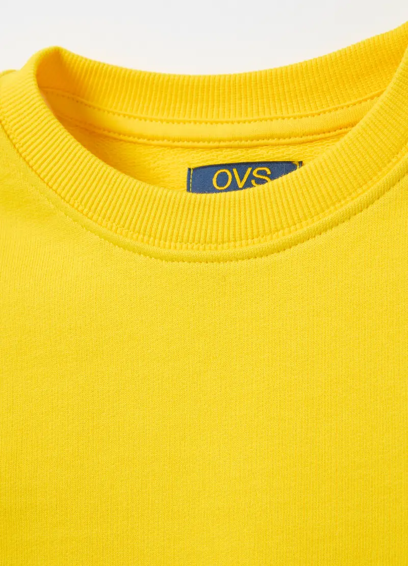 Felpa In French Terry Tinta Unita, Bambino, Giallo miniatura 3