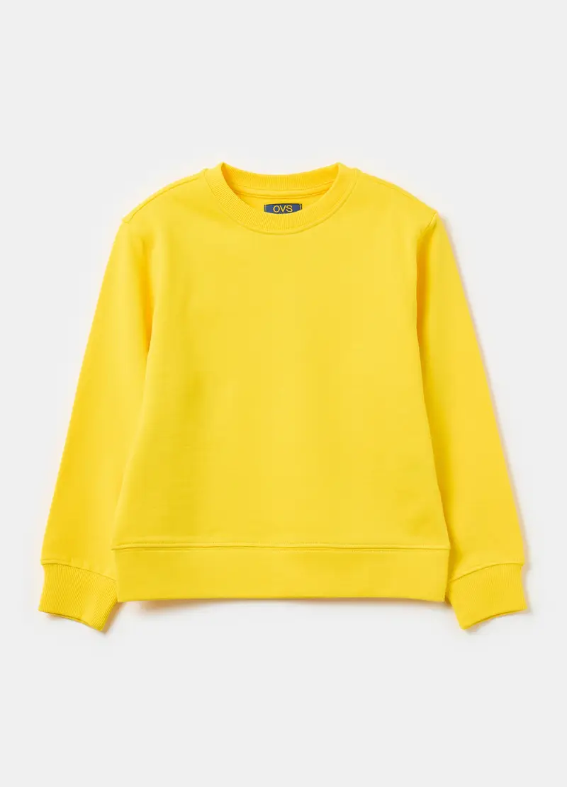 Felpa In French Terry Tinta Unita, Bambino, Giallo