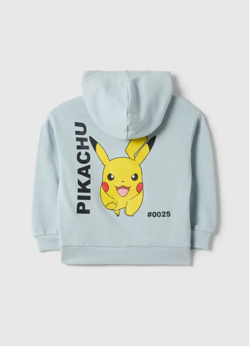 Felpa In Misto Cotone Azzurra Per Bambino Con Stampa Pikachu, Azzurro miniatura 2