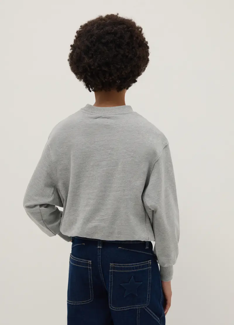 Felpa In Misto Cotone Grigia Da Ragazza Relaxed Fit Con Stella, Bambina, Grigio miniatura 2