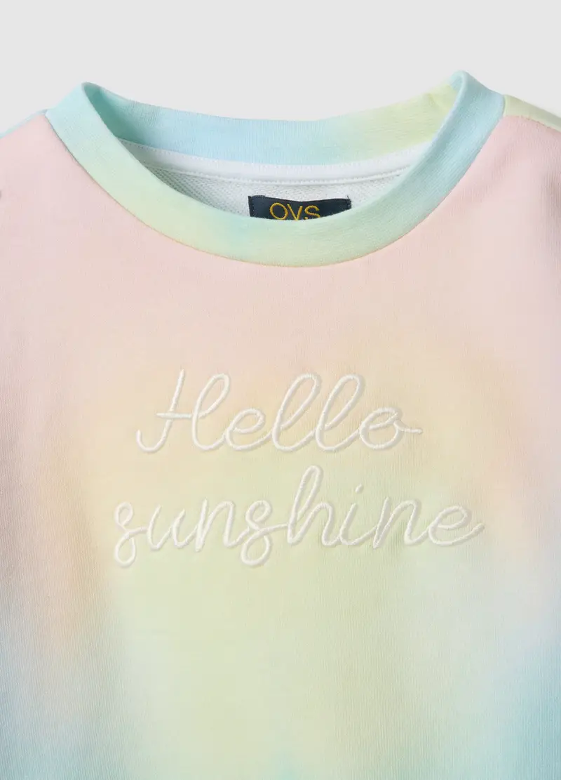 Felpa In Misto Cotone Multicolor Da Bambina Regular Fit Con Scritta, Multicolor miniatura 3