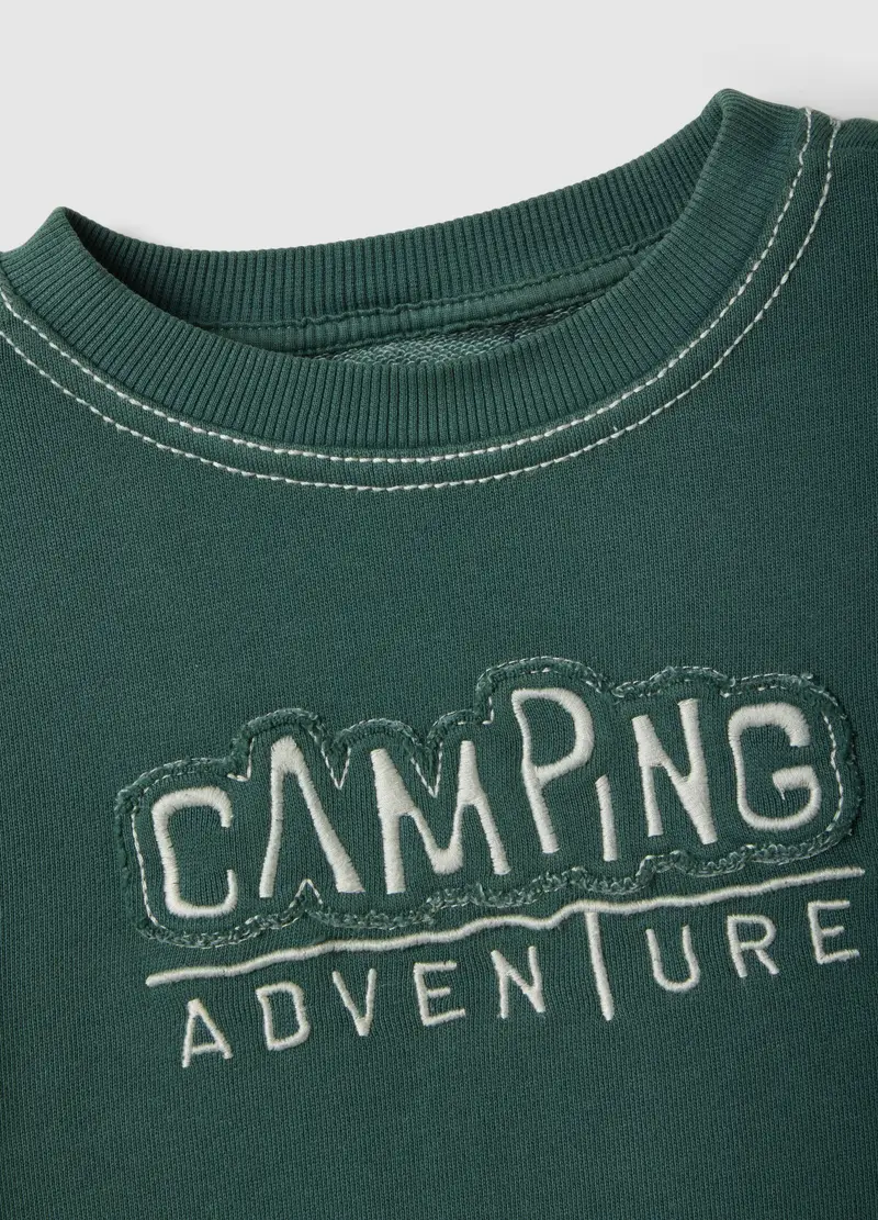 Felpa In Misto Cotone Verde Da Bambino Oversize Fit Con Scritta, Verde miniatura 3