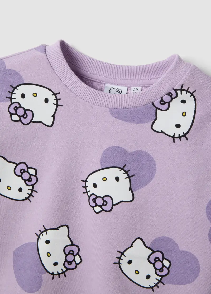 Felpa In Misto Cotone Viola Da Bambina Regular Fit Con Hello Kitty, Viola miniatura 3