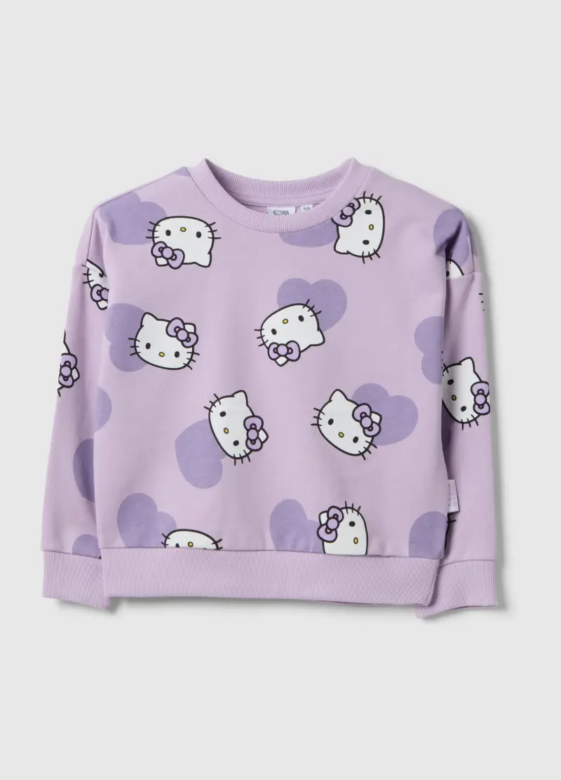 Felpa In Misto Cotone Viola Da Bambina Regular Fit Con Hello Kitty, Viola