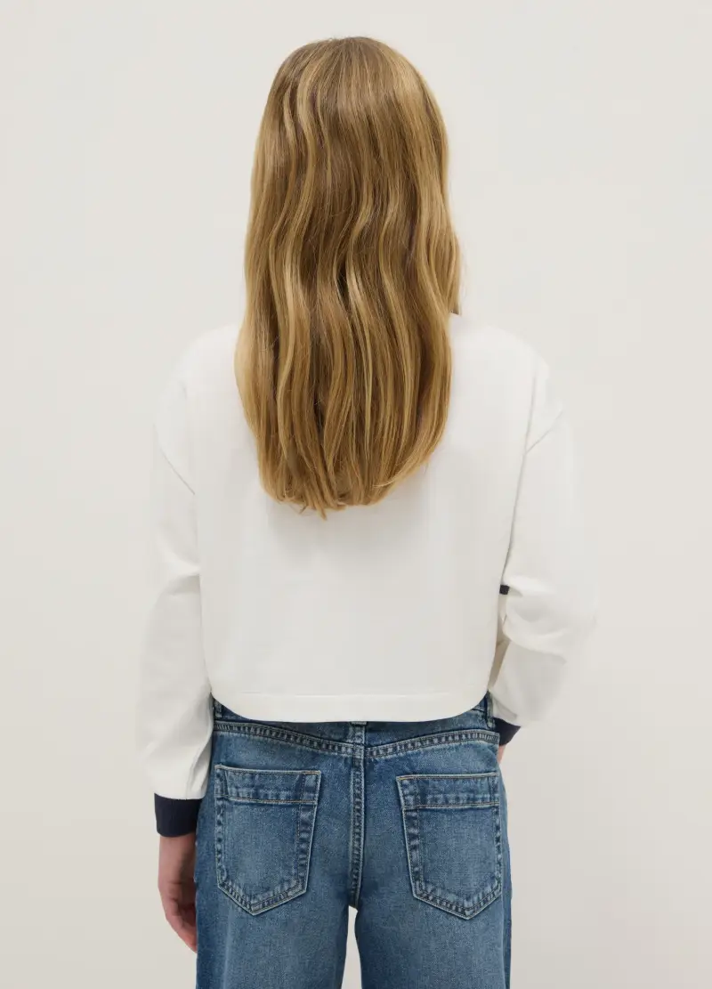 Felpa In Puro Cotone A Righe Multicolor Da Ragazza Relaxed Fit, Bambina, Multicolor miniatura 2